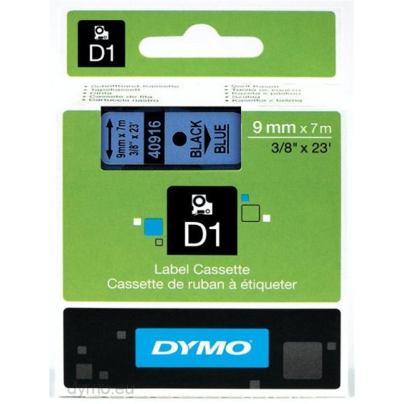 CINTA ROTULADORA D1 9MMX7M NEGRO/AZUL DYMO S0720710