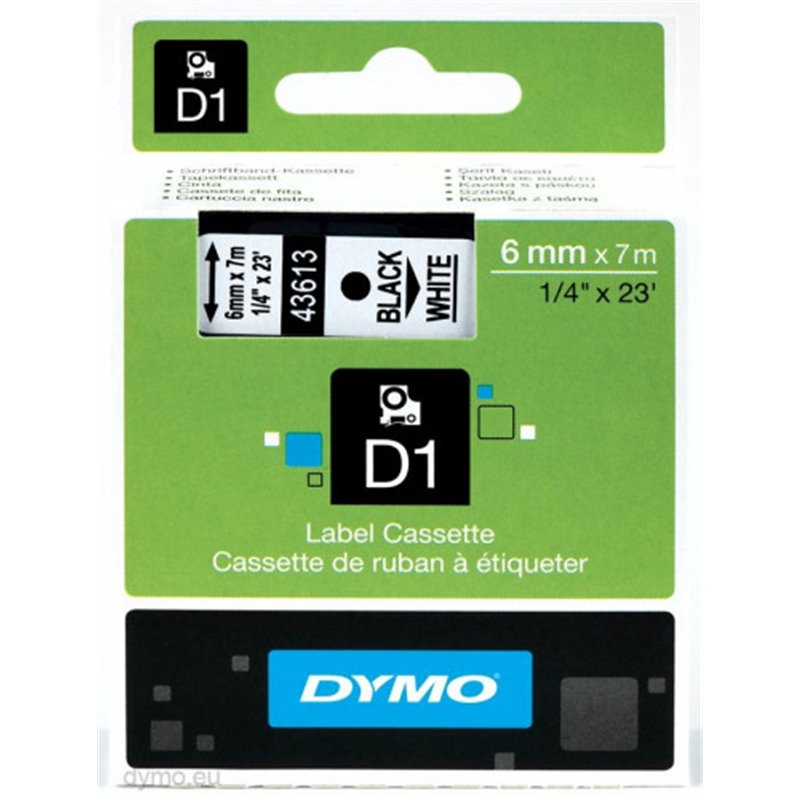 CINTA ROTULADORA D1 6MMX7M NEGRO/BLANCO DYMO S0720780