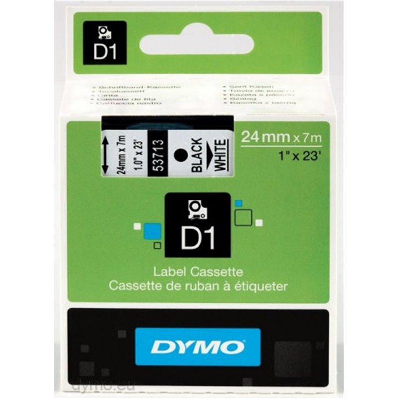 CINTA ROTULADORA D1 24MMX7M NEGRO/BLANCO DYMO S0720930