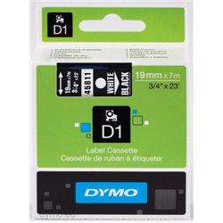 CINTA ROTULADORA D1 19MMX7M BLANCO/NEGRO DYMO S0720910