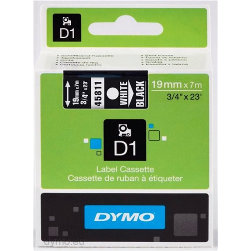 CINTA ROTULADORA D1 19MMX7M BLANCO/NEGRO DYMO S0720910