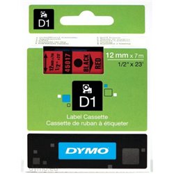 CINTA ROTULADORA D1 12MMX7M NEGRO/ROJO DYMO S0720570