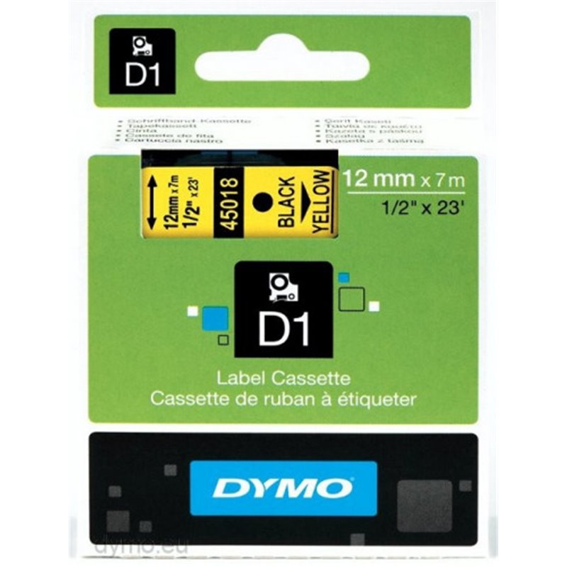 CINTA ROTULADORA D1 12MMX7M NEGRO/AMARILLO DYMO S0720580