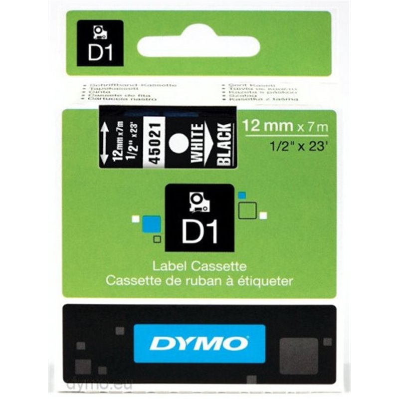 CINTA ROTULADORA D1 12MMX7M BLANCO/NEGRO DYMO S0720610