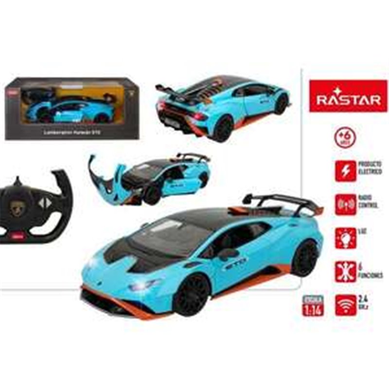 COCHE RADIO CONTROL LAMBORGHINI HURACAN STO AZUL.2.4 GHZ ESCALA 1:14 LUZ EN LOS FAROS.