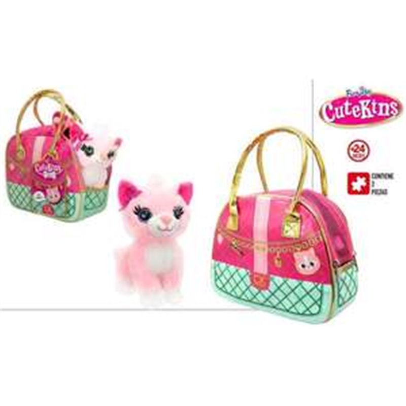 PELUCHE CUTEKINS GATITO CON BOLSO DE DISEÑO 19X20X14 CM