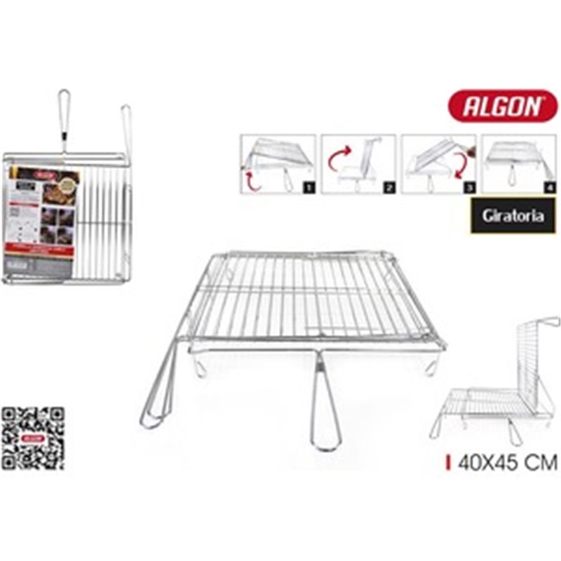 PARRILLA BBQ GIRATORIA CROMADA40X45 ALGON BBQ