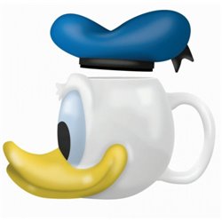 TAZA 3D CON TAPA CABEZA DONALD 375ML HALF MOON BAY MUGSDC09