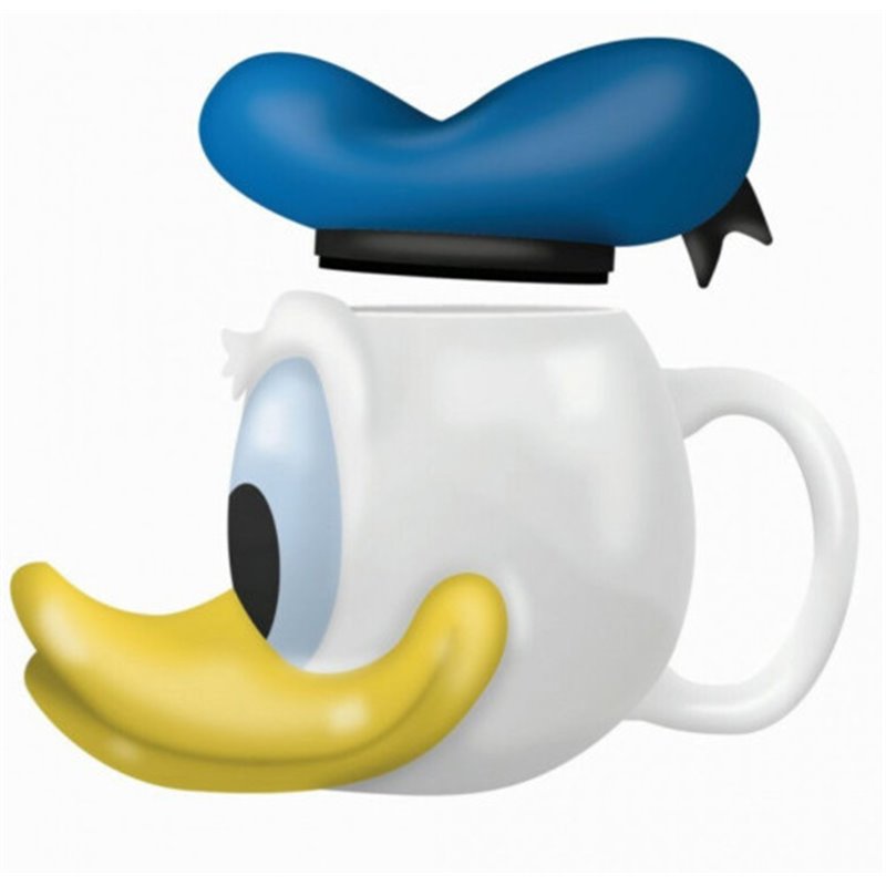 TAZA 3D CON TAPA CABEZA DONALD 375ML HALF MOON BAY MUGSDC09