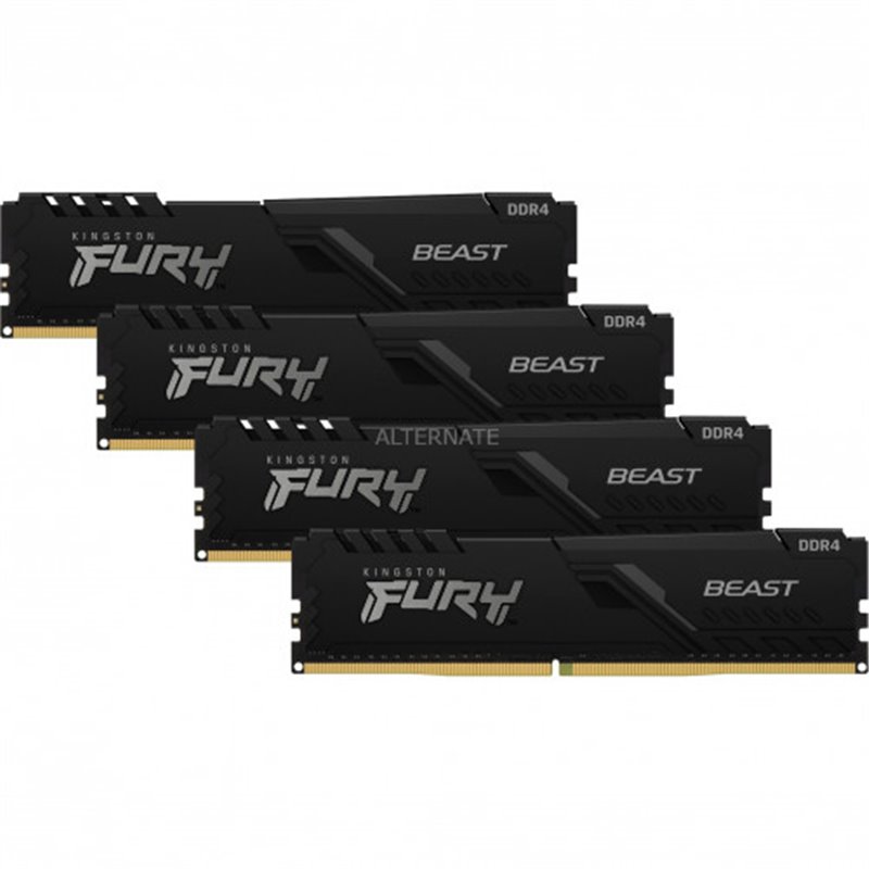 MEMORIA KINGSTON FURY BEAST BLACK DDR4 64GB (KIT 4) 3200MHZ  CL16     - KF432C16BBK4/64