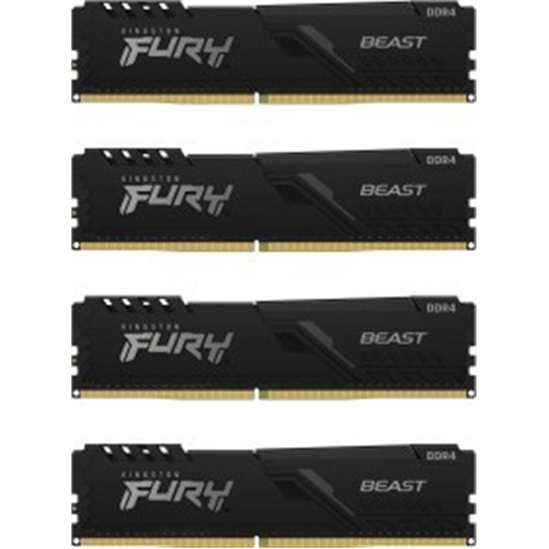 MEMORIA KINGSTON FURY BEAST BLACK DDR4 32GB (KIT 4) 3200MHZ  CL16     - KF432C16BBK4/32