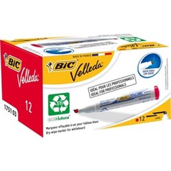 PACK 12 ROTULADOR VELLEDA PIZARRA ECO PUNTA BISEL ROJO