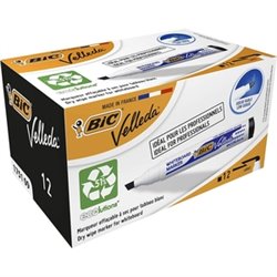 PACK 12 ROTULADOR VELLEDA PIZARRA ECO PUNTA BISEL NEGRO