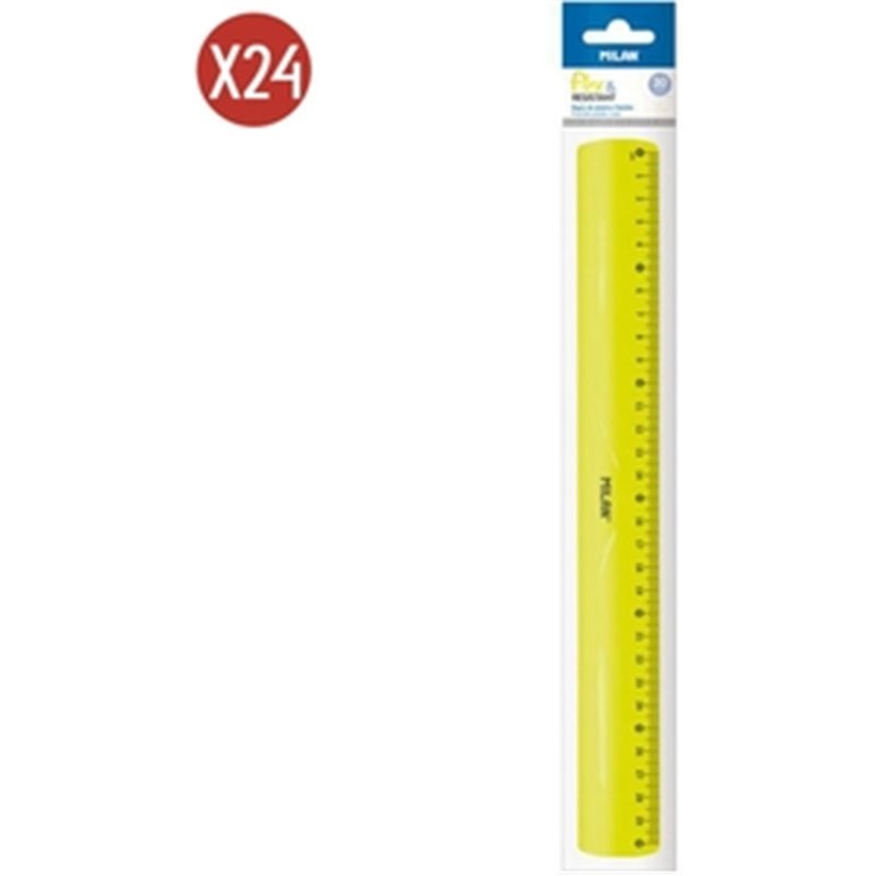 PACK 24 REGLA FLEXIBLE AMARILLO 30 CM MILÁN