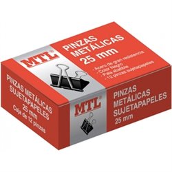 CAJA 12 PINZAS ABATIBLE METAL 25 MM