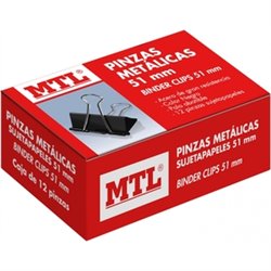 CAJA 12 PINZAS ABATIBLE METAL 51 MM