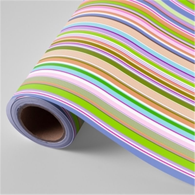 BOBINA PAPEL REGALO 31 CM 95 MTS. RAYAS MULTICOLOR