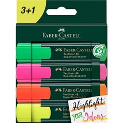 PACK 3+1 FABER-CASTELL MARCADOR FLUORESCENTE