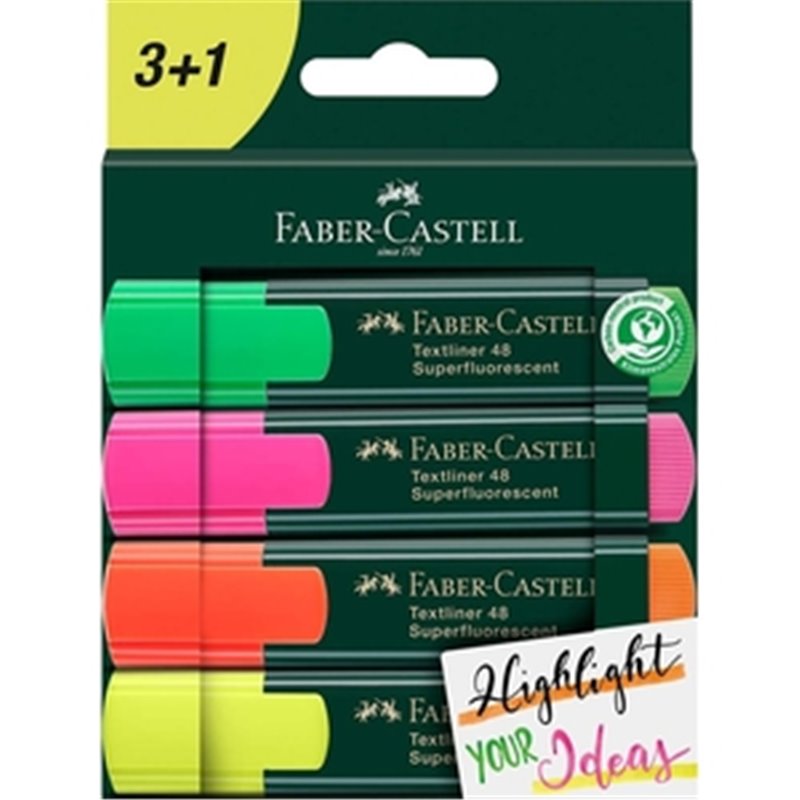 PACK 3+1 FABER-CASTELL MARCADOR FLUORESCENTE