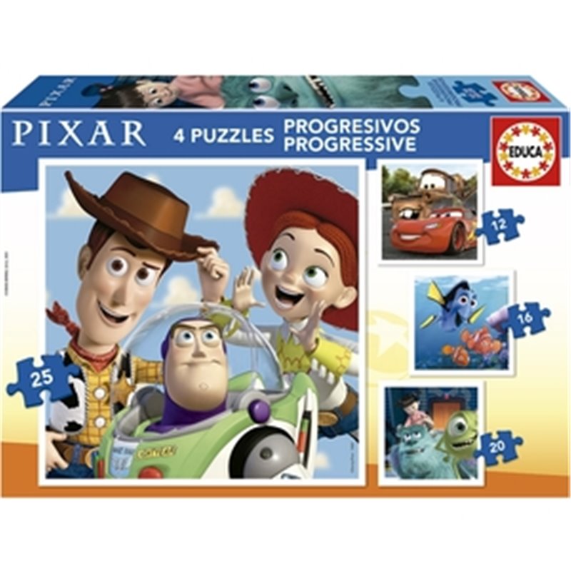 DISNEY PIXAR PUZZLES PROGRESIVOS 12-16-20-25 PIEZAS