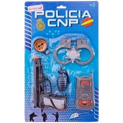 SET POLICIA CON PISTOLA Y ACCESORIOS INCLUIDOS