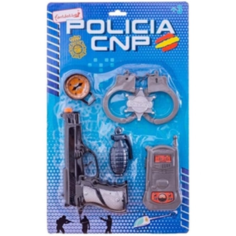 SET POLICIA CON PISTOLA Y ACCESORIOS INCLUIDOS