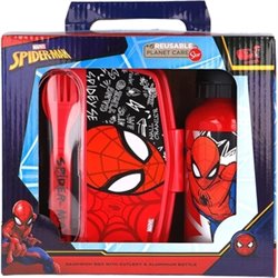 SPIDERMAN SET SANDWICHERA BOTELLA CON CUBIERTOS