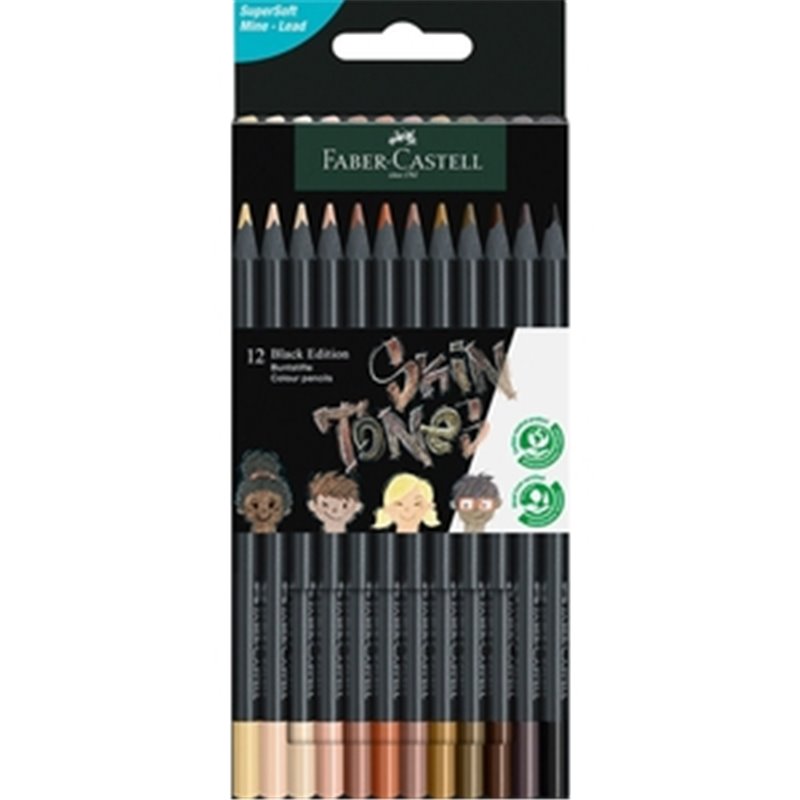 ESTUCHE 12 LÁPICES FABER-CASTELL TONOS PIEL BLACKEDITION