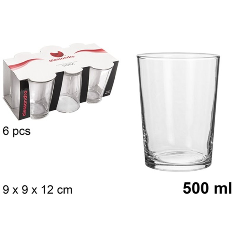 PACK 6 VASOS CRISTAL ALESSANDRO SIDRA 500ml