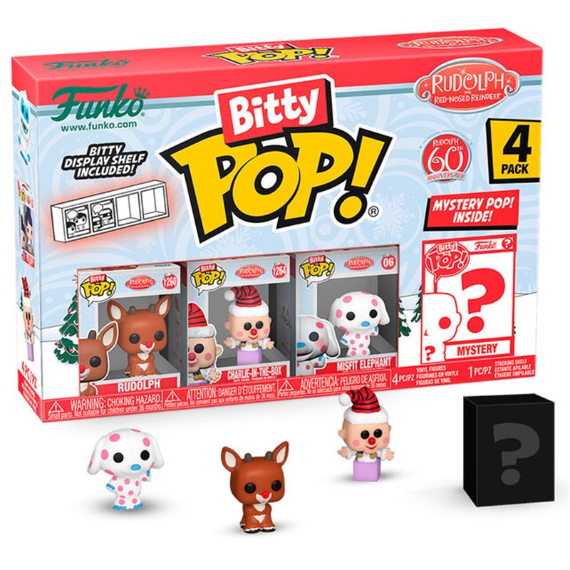 Blister 4 figuras Bitty POP Rudolph Red Nosed Reindeer Rudolph