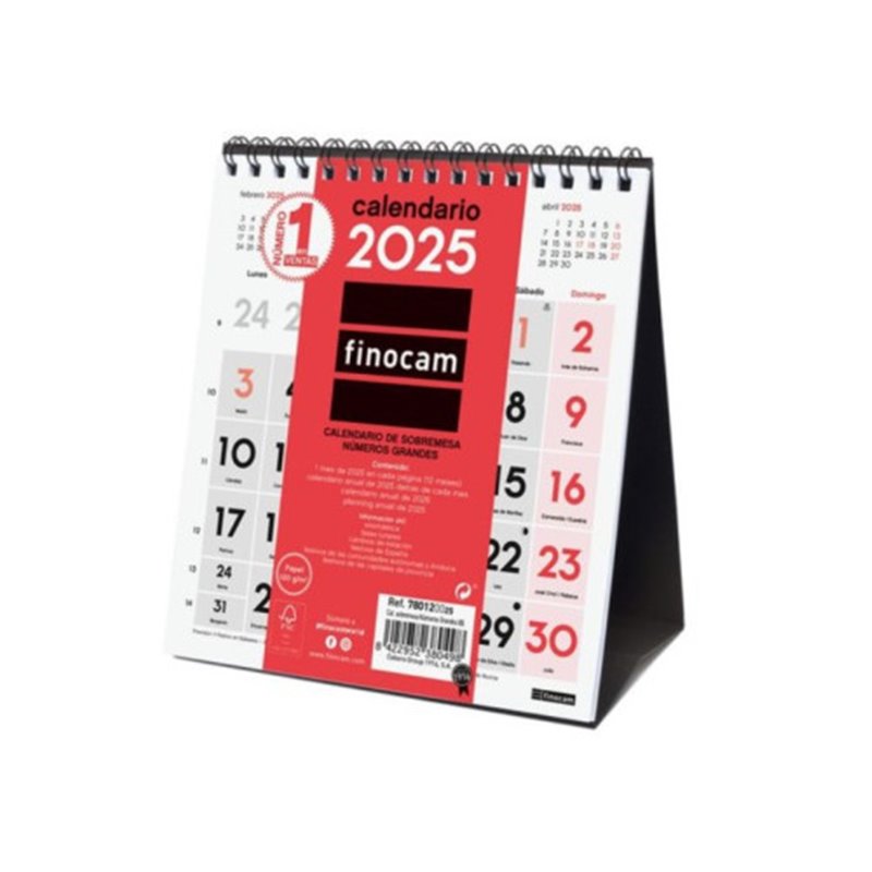 CALENDARIO 2025 SOBREMESA NEUTRO NUMEROS GRANDES XS 140X150MM FINOCAM 780120025