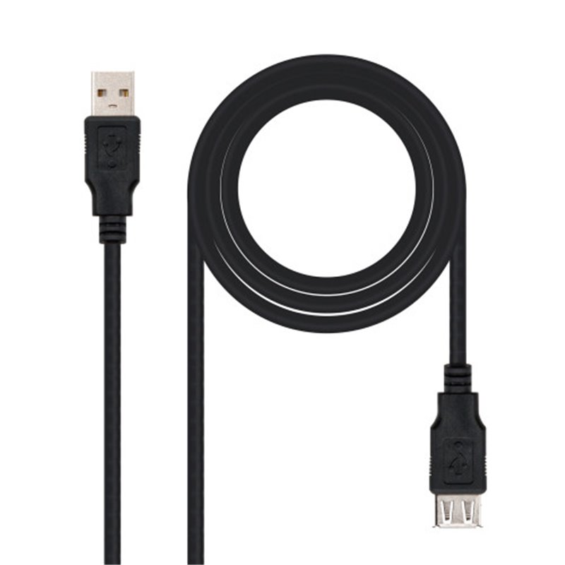 NANOCABLE CABLE USB 2.0, TIPO A/M-A/H, NEGRO, 1.8 M