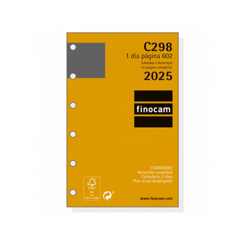 RECAMBIO ANUAL 2025 C298 CLASSIC602 73X114MM DIA PAGINA FINOCAM 201310025