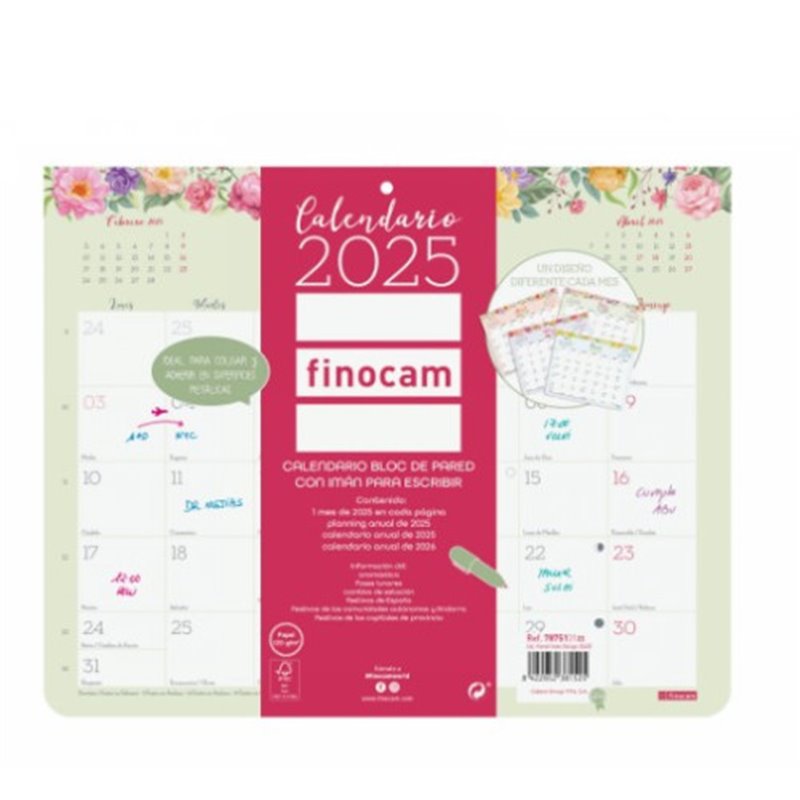 CALENDARIO 2025 PARED IMAN TRENDY DESIGN ESCRIBIR 250X200MM FINOCAM 787510125