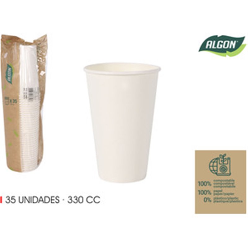 SET-35 VASO BLANCO CARTON 330CC ALGON