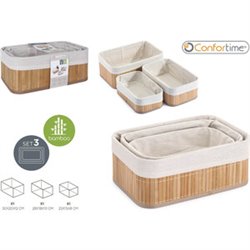 SET 3 CESTAS ORDENACION BAMBU NATUR CONFORTIME