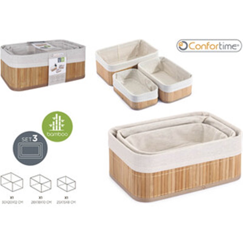 SET 3 CESTAS ORDENACION BAMBU NATUR CONFORTIME