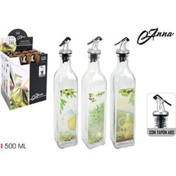 ACEITERA VIDRIO 500ML CON TAPÓN