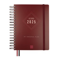 AGENDA 2025 TEMPUS 1/4 155X217MM DIA PAGINA BURDEOS FINOCAM 626307425