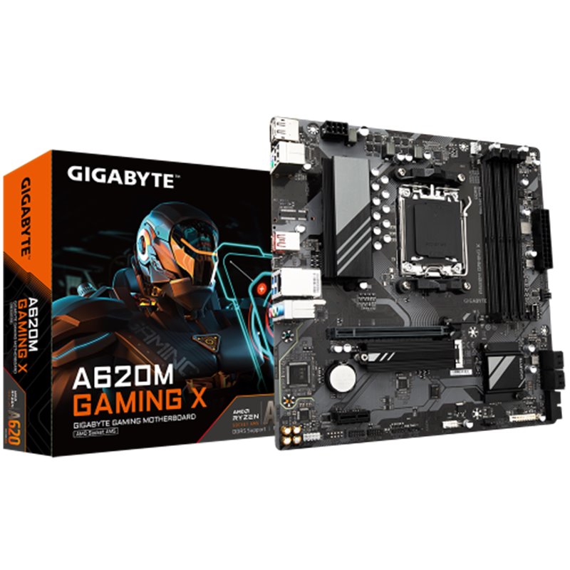 PLACA GIGABYTE A620M GAMING X,AMD,AM5,A620,4DDR5,192GB,VGA+HDMI,GBLAN,4SATA3+1XM.2,6USB3.2,MATX