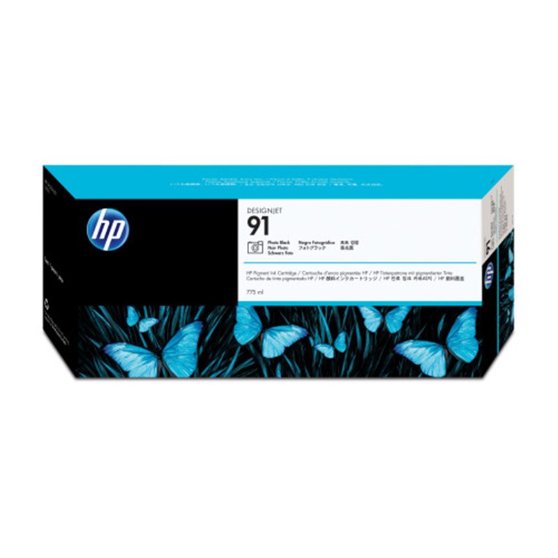 HP Cartucho de Tinta de pigmento DesignJet 91 negro fotográfico de 775 ml