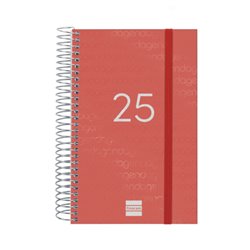 AGENDA 2025 BASIC YEAR E5 117X181MM DIA PAGINA ROJO FINOCAM 741093025