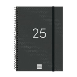 AGENDA 2025 BASIC YEAR E10 155X212MM SEMANA VISTA HORIZONTAL NEGRO FINOCAM 741456025