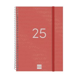 AGENDA 2025 BASIC YEAR E10 155X212MM SEMANA VISTA HORIZONTAL ROJO FINOCAM 741453025