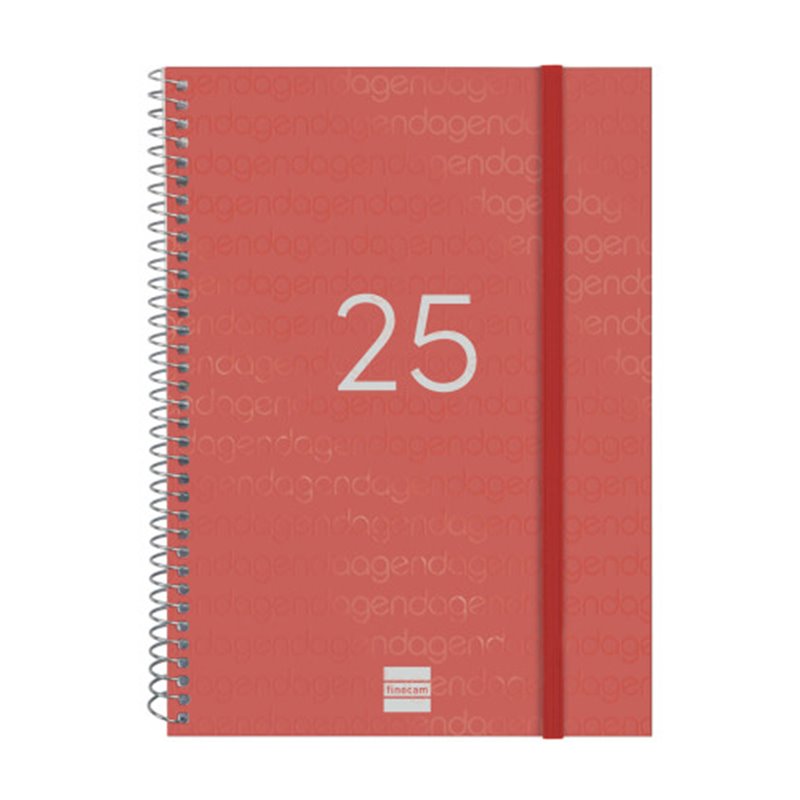 AGENDA 2025 BASIC YEAR E10 155X212MM SEMANA VISTA HORIZONTAL ROJO FINOCAM 741453025