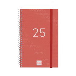 AGENDA 2025 BASIC YEAR E5 117X181MM SEMANA VISTA HORIZONTAL ROJO FINOCAM 741443025