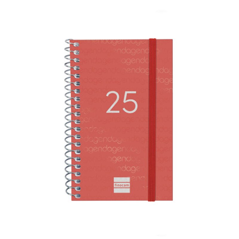 AGENDA 2025 BASIC YEAR E3 79X127MM SEMANA VISTA HORIZONTAL ROJO FINOCAM 741423025