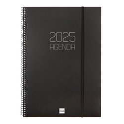 AGENDA 2025 BASIC OPAQUE E40 210X297MM SEMANA VISTA HORIZONTAL NEGRO FINOCAM 742786025