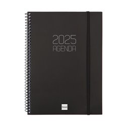 AGENDA 2025 BASIC OPAQUE E10 155X212MM SEMANA VISTA HORIZONTAL NEGRO FINOCAM 742766025