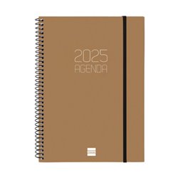 AGENDA 2025 BASIC OPAQUE E10 155X212MM SEMANA VISTA HORIZONTAL MARRON FINOCAM 742764025